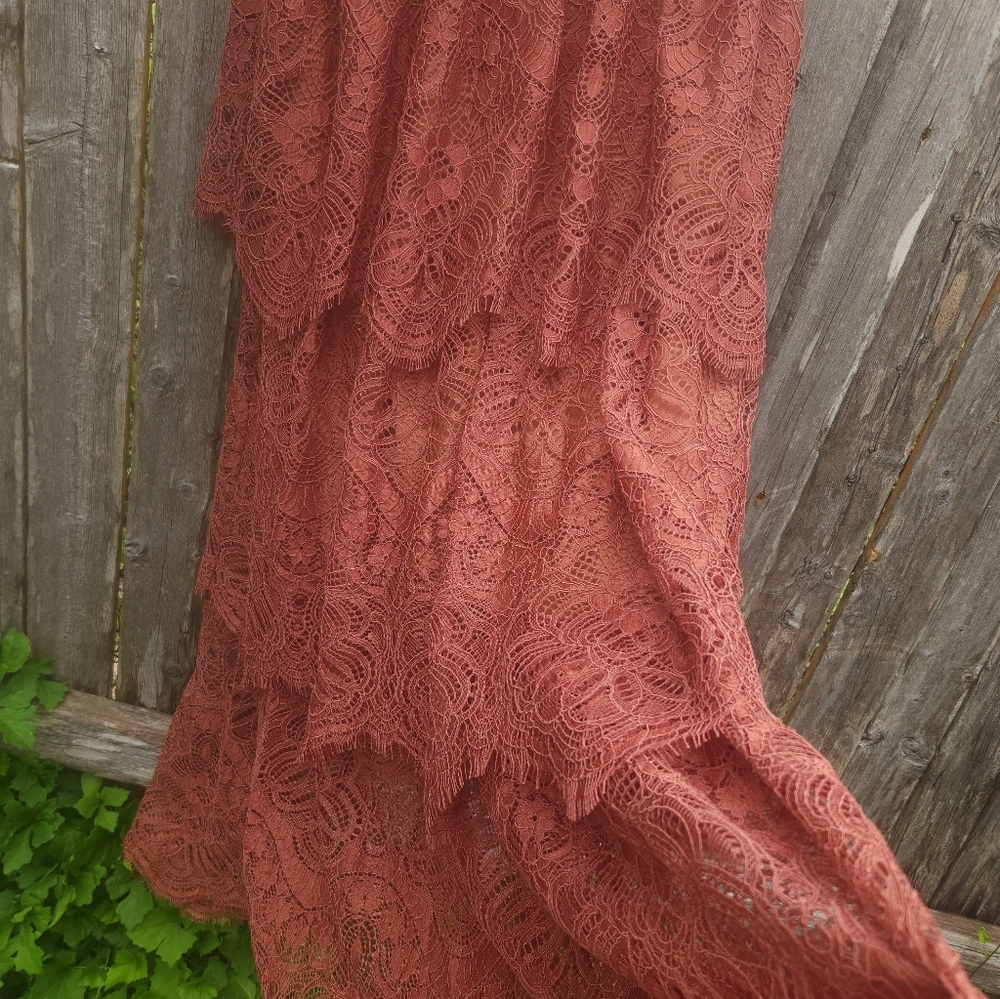 Boho - Grunge Rust Tiered Maxi Skirt - Picture 9 of 11